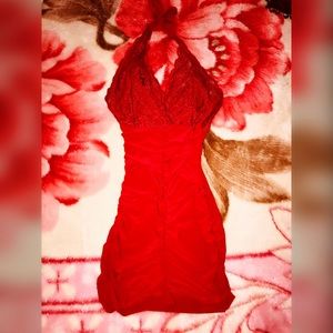 MoonCycle ruched dress in red